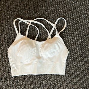 Lululemon white rubbed sports bra size 2